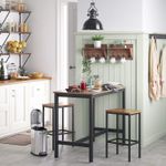 Casa si Gradina - Mobilier - Scaune si fotolii - Scaune - Set 2 scaune bar inalte, sezut dreptunghiular, cadru din otel, 40x30x65cm, stil industrial, maro rustic si negru - Infinity.ro