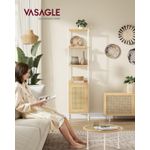 Casa si Gradina - Mobilier - Biblioteci si rafturi - Biblioteci - Biblioteca cu 6 etaje, cadru metalic, usa cu efect ratan Boho, 30x40x175 cm, alb si bej - Infinity.ro