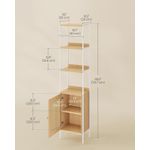 Casa si Gradina - Mobilier - Biblioteci si rafturi - Biblioteci - Biblioteca cu 6 etaje, cadru metalic, usa cu efect ratan Boho, 30x40x175 cm, alb si bej - Infinity.ro