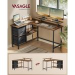 Casa si Gradina - Mobilier - Mese si birouri - Birouri - Birou in forma de L, suport monitor, 2 rafturi si 2 sertare, 105x135x76 cm, maro rustic - Infinity.ro