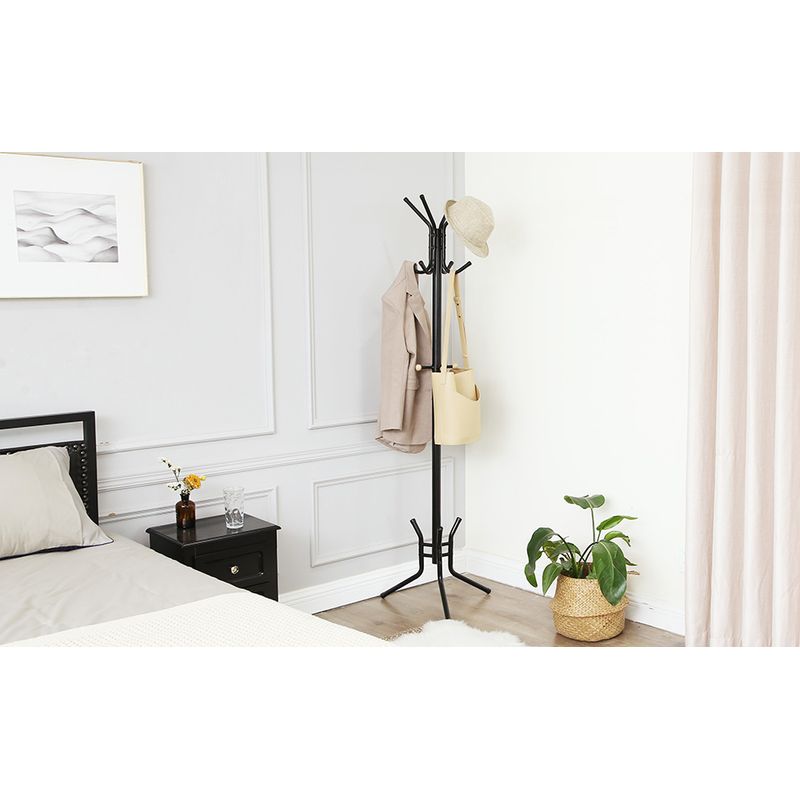 Casa si Gradina - Mobilier - Organizare si depozitare - Cuiere - Cuier pentru haine, din otel, tip pom, cu 12 carlige, 176cm, negru - Infinity.ro