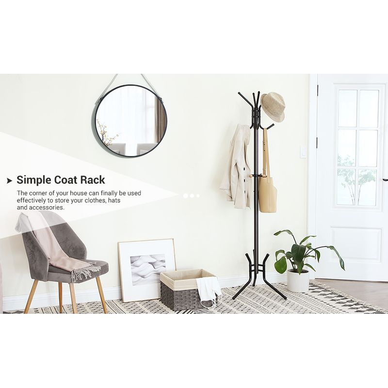 Casa si Gradina - Mobilier - Organizare si depozitare - Cuiere - Cuier pentru haine, din otel, tip pom, cu 12 carlige, 176cm, negru - Infinity.ro