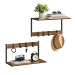 Casa si Gradina - Mobilier - Organizare si depozitare - Cuiere - Cuier perete set 2 bucati, PAL si cadru metalic, 50x24x27 cm, maro rustic - Infinity.ro