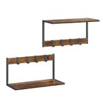 Casa si Gradina - Mobilier - Organizare si depozitare - Cuiere - Cuier perete set 2 bucati, PAL si cadru metalic, 50x24x27 cm, maro rustic - Infinity.ro