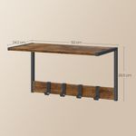 Casa si Gradina - Mobilier - Organizare si depozitare - Cuiere - Cuier perete set 2 bucati, PAL si cadru metalic, 50x24x27 cm, maro rustic - Infinity.ro