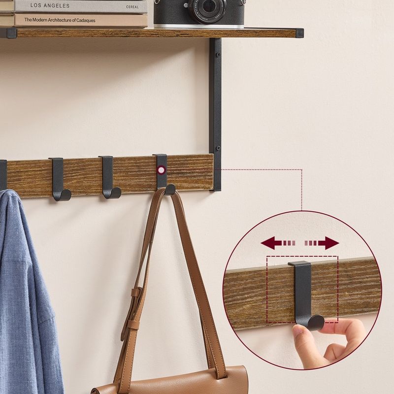 Casa si Gradina - Mobilier - Organizare si depozitare - Cuiere - Cuier perete set 2 bucati, PAL si cadru metalic, 50x24x27 cm, maro rustic - Infinity.ro