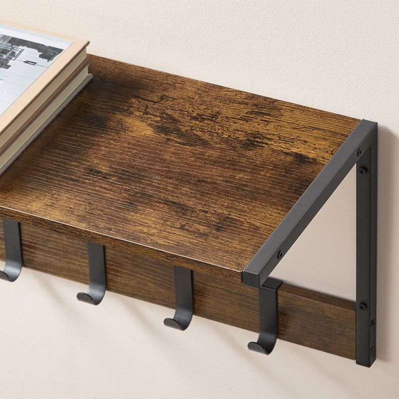 Casa si Gradina - Mobilier - Organizare si depozitare - Cuiere - Cuier perete set 2 bucati, PAL si cadru metalic, 50x24x27 cm, maro rustic - Infinity.ro