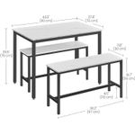 Casa si Gradina - Mobilier - Mese si birouri - Mese living - Masa de bar cu 2 banci, design industrial, 110x70x75 cm, alb marmura - Infinity.ro