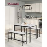 Casa si Gradina - Mobilier - Mese si birouri - Mese living - Masa de bar cu 2 banci, design industrial, 110x70x75 cm, alb marmura - Infinity.ro
