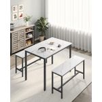 Casa si Gradina - Mobilier - Mese si birouri - Mese living - Masa de bar cu 2 banci, design industrial, 110x70x75 cm, alb marmura - Infinity.ro