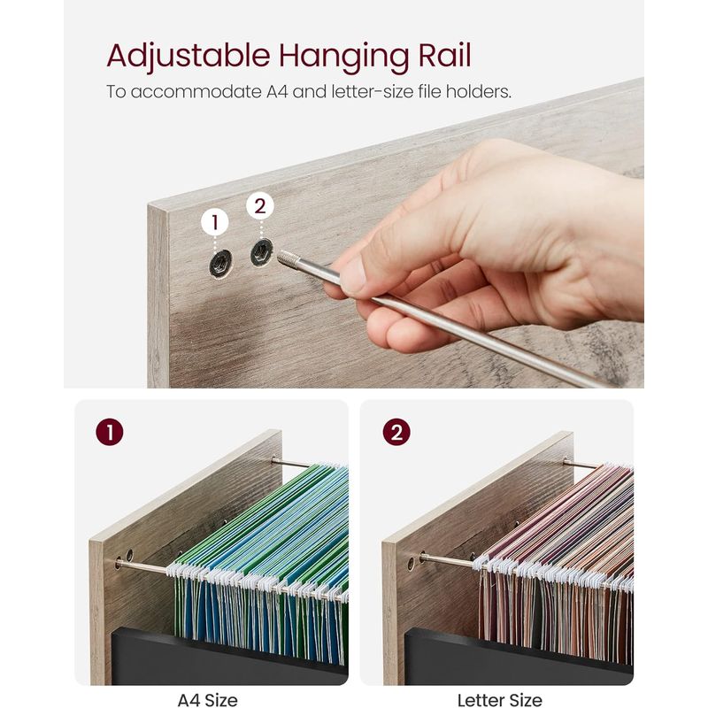 Casa si Gradina - Mobilier - Mese si birouri - Birouri - Dulap mobil 42x44x69 cm, cu 2 sertare si roti cu frana, compartiment deschis si suport dosare, PAL si otel, gri si negru - Infinity.ro