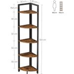 Casa si Gradina - Mobilier - Biblioteci si rafturi - Biblioteci - Biblioteca de colt cu 5 etaje, cadru metalic, 150x30x30cm, stil industrial maro rustic si negru - Infinity.ro
