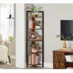 Casa si Gradina - Mobilier - Biblioteci si rafturi - Biblioteci - Biblioteca de colt cu 5 etaje, cadru metalic, 150x30x30cm, stil industrial maro rustic si negru - Infinity.ro