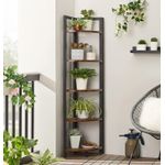 Casa si Gradina - Mobilier - Biblioteci si rafturi - Biblioteci - Biblioteca de colt cu 5 etaje, cadru metalic, 150x30x30cm, stil industrial maro rustic si negru - Infinity.ro