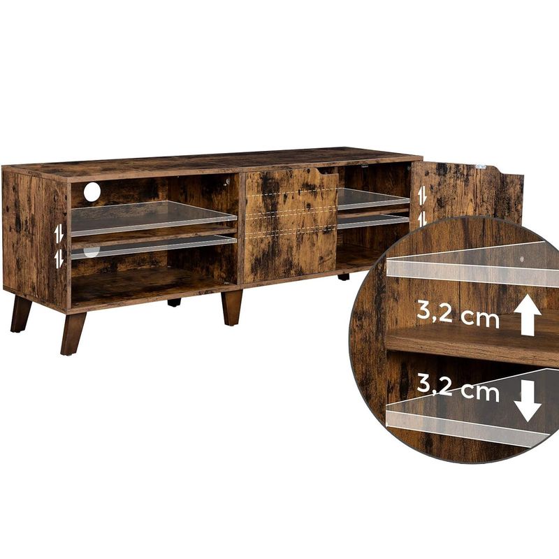 Casa si Gradina - Mobilier - Comode si corpuri - Comode - Comoda pentru TV, cu 2 usi si 2 rafturi deschise, 40x140x50cm, maro rustic - Infinity.ro