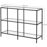 Casa si Gradina - Mobilier - Mese si birouri - Masute de cafea - Masa de intrare, pe 3 nivele, blat din sticla securizata, cadru metalic, 30x100x73cm, negru - Infinity.ro
