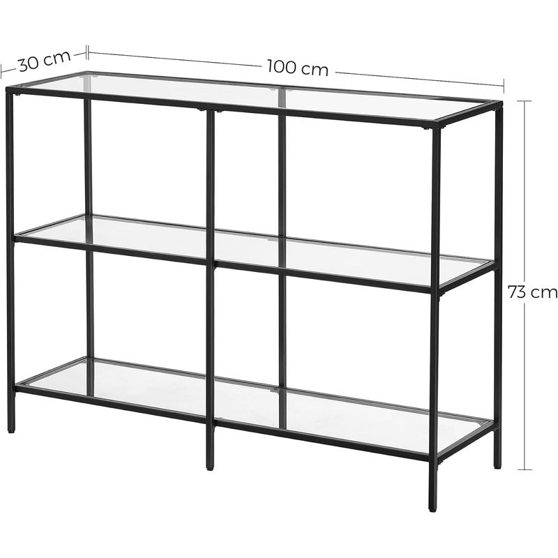 Casa si Gradina - Mobilier - Mese si birouri - Masute de cafea - Masa de intrare, pe 3 nivele, blat din sticla securizata, cadru metalic, 30x100x73cm, negru - Infinity.ro