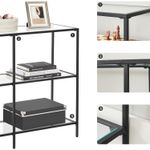 Casa si Gradina - Mobilier - Mese si birouri - Masute de cafea - Masa de intrare, pe 3 nivele, blat din sticla securizata, cadru metalic, 30x100x73cm, negru - Infinity.ro