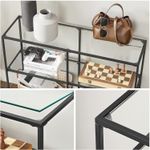 Casa si Gradina - Mobilier - Mese si birouri - Masute de cafea - Masa de intrare, pe 3 nivele, blat din sticla securizata, cadru metalic, 30x100x73cm, negru - Infinity.ro