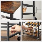 Casa si Gradina - Mobilier - Biblioteci si rafturi - Biblioteci - Carucior de servire pe roti, cu suport pentru sticle si pahare de vin, 40x60x82cm, Industrial, Vintage Maro/Negru - Infinity.ro