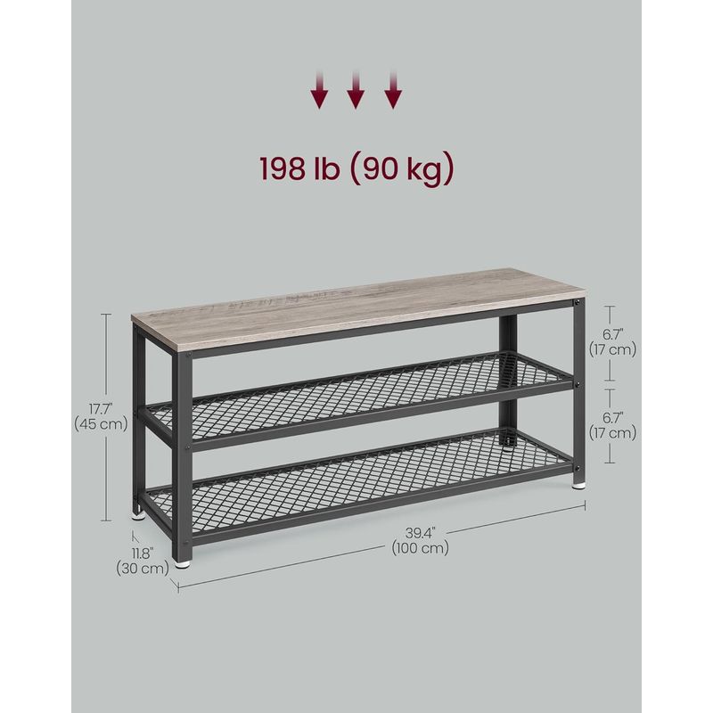 Casa si Gradina - Mobilier - Dulapuri si sifoniere - Dulapuri pantofi - Raft pentru pantofi cu 2 polite, 100x30x45cm, otel, stil industrial, gri - Infinity.ro
