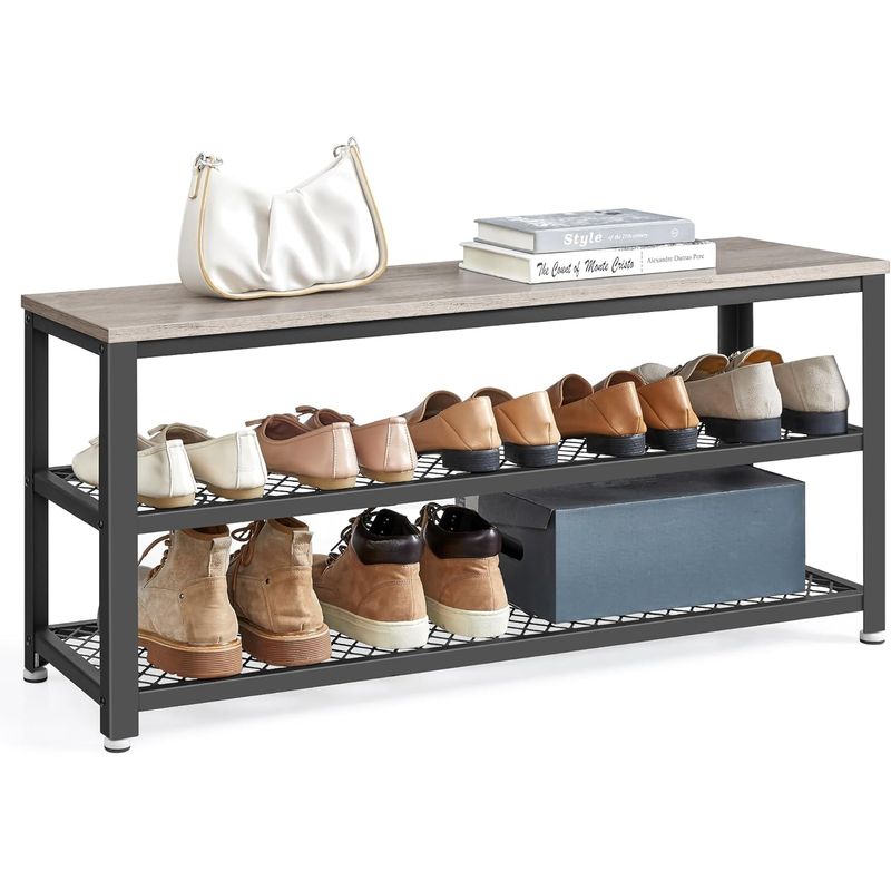 Casa si Gradina - Mobilier - Dulapuri si sifoniere - Dulapuri pantofi - Raft pentru pantofi cu 2 polite, 100x30x45cm, otel, stil industrial, gri - Infinity.ro