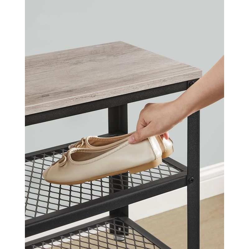 Casa si Gradina - Mobilier - Dulapuri si sifoniere - Dulapuri pantofi - Raft pentru pantofi cu 2 polite, 100x30x45cm, otel, stil industrial, gri - Infinity.ro