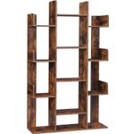 Casa si Gradina - Mobilier - Biblioteci si rafturi - Biblioteci - Biblioteca stil arbore, cu 13 rafturi de depozitare, colturi rotunjite, 86x25x140cm, maro rustic - Infinity.ro