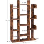 Casa si Gradina - Mobilier - Biblioteci si rafturi - Biblioteci - Biblioteca stil arbore, cu 13 rafturi de depozitare, colturi rotunjite, 86x25x140cm, maro rustic - Infinity.ro