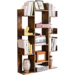 Casa si Gradina - Mobilier - Biblioteci si rafturi - Biblioteci - Biblioteca stil arbore, cu 13 rafturi de depozitare, colturi rotunjite, 86x25x140cm, maro rustic - Infinity.ro