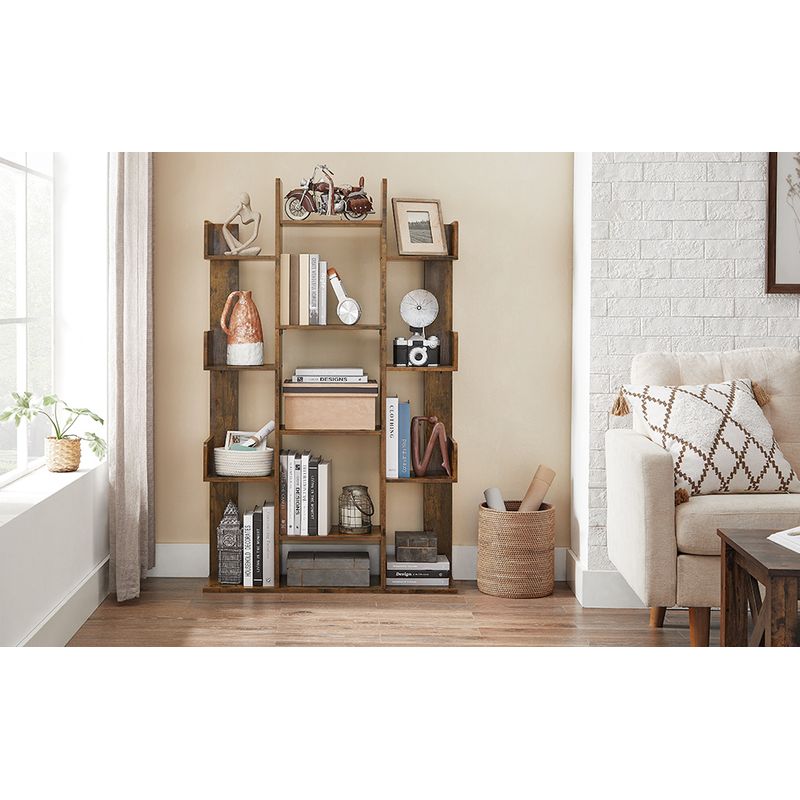 Casa si Gradina - Mobilier - Biblioteci si rafturi - Biblioteci - Biblioteca stil arbore, cu 13 rafturi de depozitare, colturi rotunjite, 86x25x140cm, maro rustic - Infinity.ro