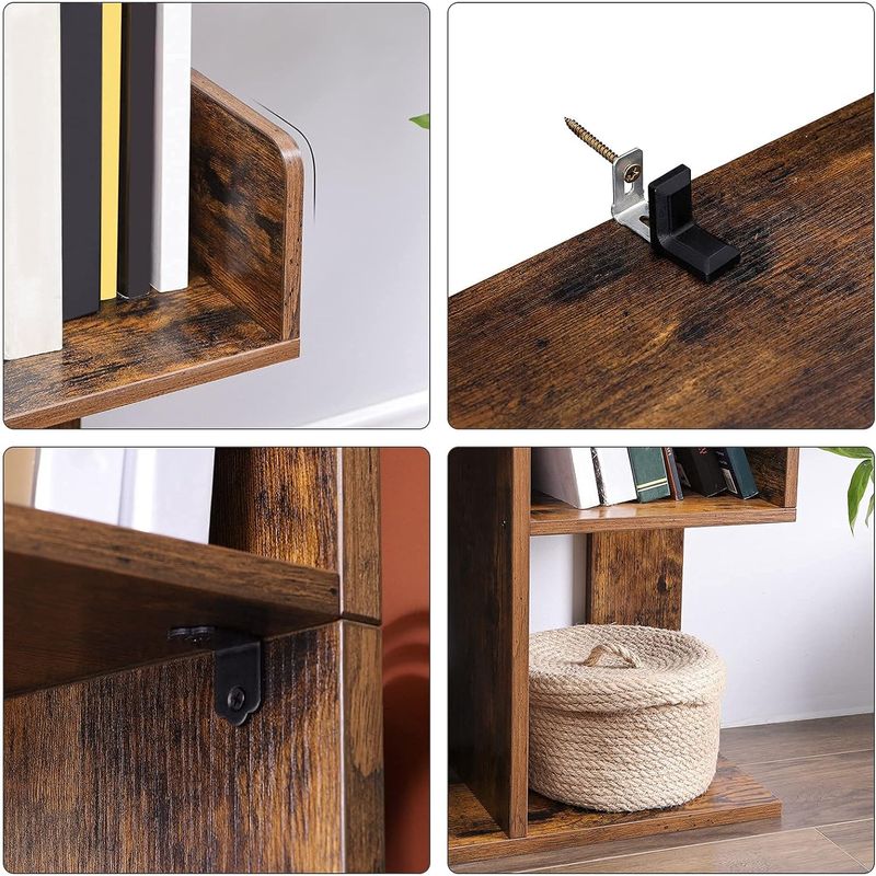 Casa si Gradina - Mobilier - Biblioteci si rafturi - Biblioteci - Biblioteca stil arbore, cu 13 rafturi de depozitare, colturi rotunjite, 86x25x140cm, maro rustic - Infinity.ro