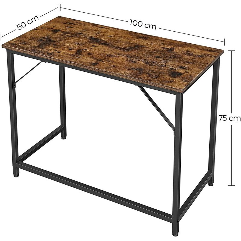 Casa si Gradina - Mobilier - Mese si birouri - Birouri - Birou cu cadru din otel, 50x100x75 cm, industrial, maro - Infinity.ro