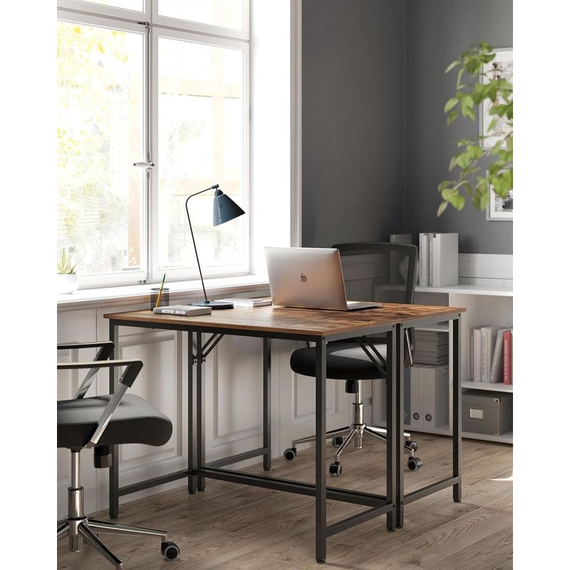 Casa si Gradina - Mobilier - Mese si birouri - Birouri - Birou cu cadru din otel, 50x100x75 cm, industrial, maro - Infinity.ro