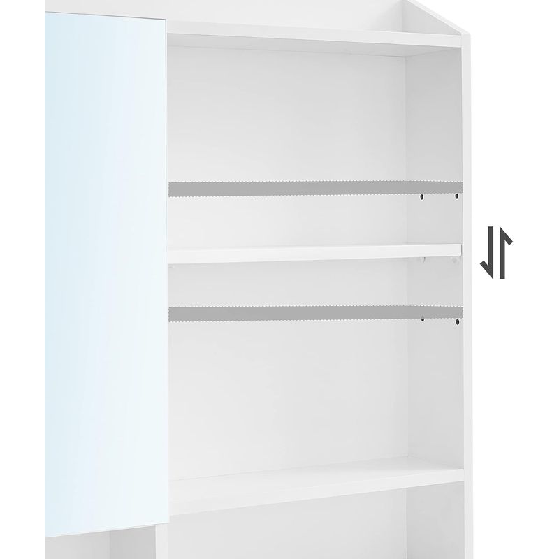 Casa si Gradina - Mobilier - Comode si corpuri - Masute de toaleta - Masuta de toaleta cu oglinda, rafturi reglabile si sertar pentru cosmetice, 70x40x136cm, alb - Infinity.ro