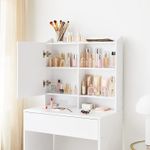 Casa si Gradina - Mobilier - Comode si corpuri - Masute de toaleta - Masuta de toaleta cu oglinda, rafturi reglabile si sertar pentru cosmetice, 70x40x136cm, alb - Infinity.ro