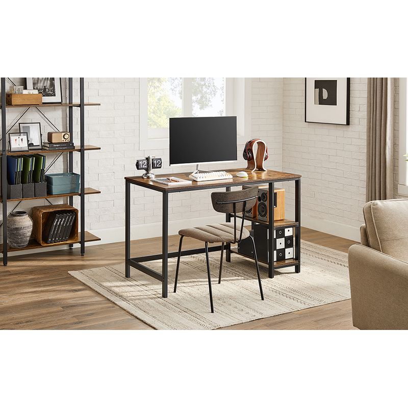 Casa si Gradina - Mobilier - Mese si birouri - Birouri - Birou cu 2 rafturi pe stanga sau dreapta, cadru din otel, 60x120x75cm, industrial, maro rustic si negru - Infinity.ro