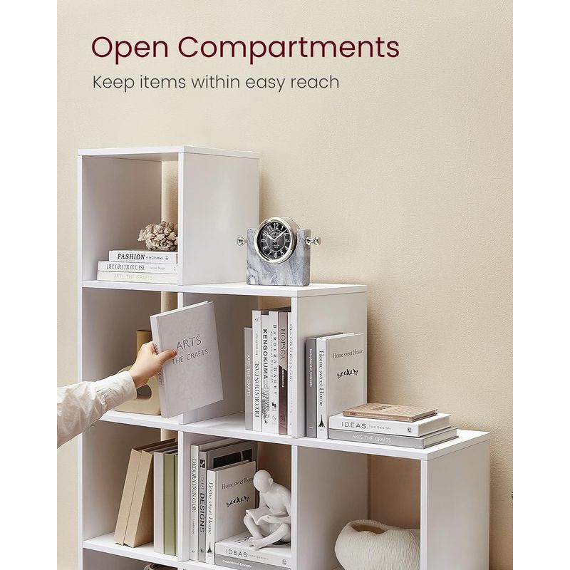 Casa si Gradina - Mobilier - Biblioteci si rafturi - Biblioteci - VASAGLE Biblioteca cu 10 compartimente, unitate de depozitare pentru decoratiuni, din lemn, 29x129x129cm, alb - Infinity.ro