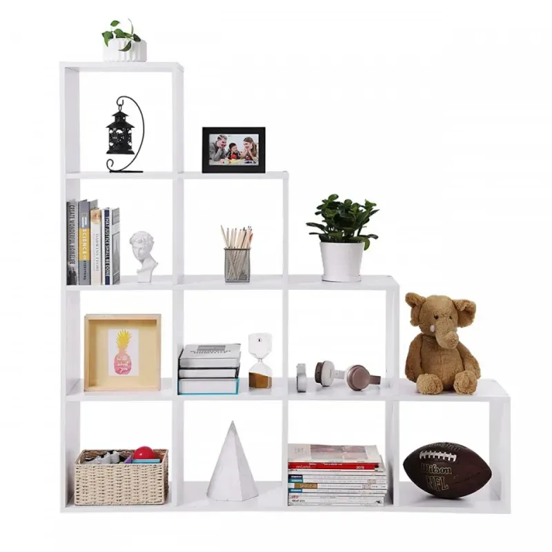 Casa si Gradina - Mobilier - Biblioteci si rafturi - Biblioteci - VASAGLE Biblioteca cu 10 compartimente, unitate de depozitare pentru decoratiuni, din lemn, 29x129x129cm, alb - Infinity.ro