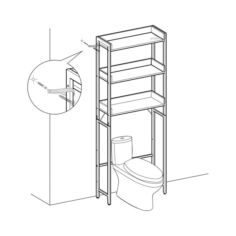 Casa si Gradina - Mobilier - Mobilier baie - Corpuri baie - Raft de depozitare pentru baie, suprapunere peste masina spalat sau vas WC, 25x63x165 cm, maro - Infinity.ro
