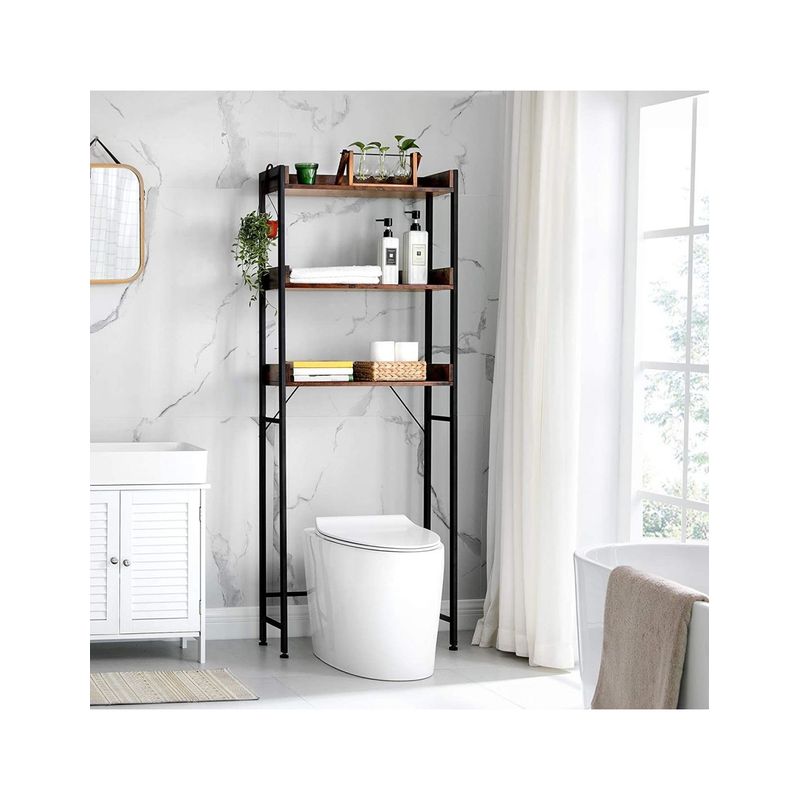 Casa si Gradina - Mobilier - Mobilier baie - Corpuri baie - Raft de depozitare pentru baie, suprapunere peste masina spalat sau vas WC, 25x63x165 cm, maro - Infinity.ro