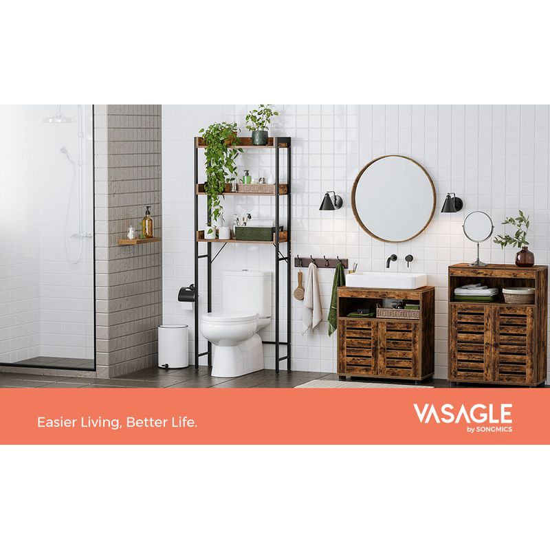 Casa si Gradina - Mobilier - Mobilier baie - Corpuri baie - Raft de depozitare pentru baie, suprapunere peste masina spalat sau vas WC, 25x63x165 cm, maro - Infinity.ro