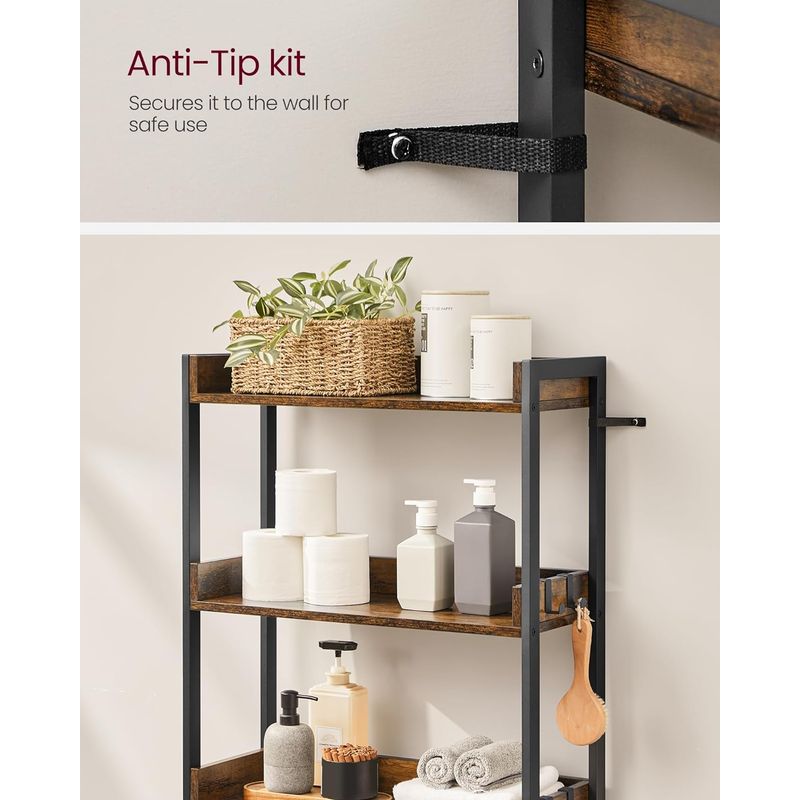 Casa si Gradina - Mobilier - Mobilier baie - Corpuri baie - Raft de depozitare pentru baie, suprapunere peste masina spalat sau vas WC, 25x63x165 cm, maro - Infinity.ro