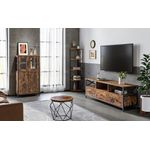 Casa si Gradina - Mobilier - Mobilier baie - Corpuri baie - Dulap multifunctional pentru baie, stil industrial, 60x30x108cm, maro rustic si negru - Infinity.ro