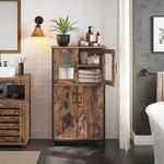 Casa si Gradina - Mobilier - Mobilier baie - Corpuri baie - Dulap multifunctional pentru baie, stil industrial, 60x30x108cm, maro rustic si negru - Infinity.ro