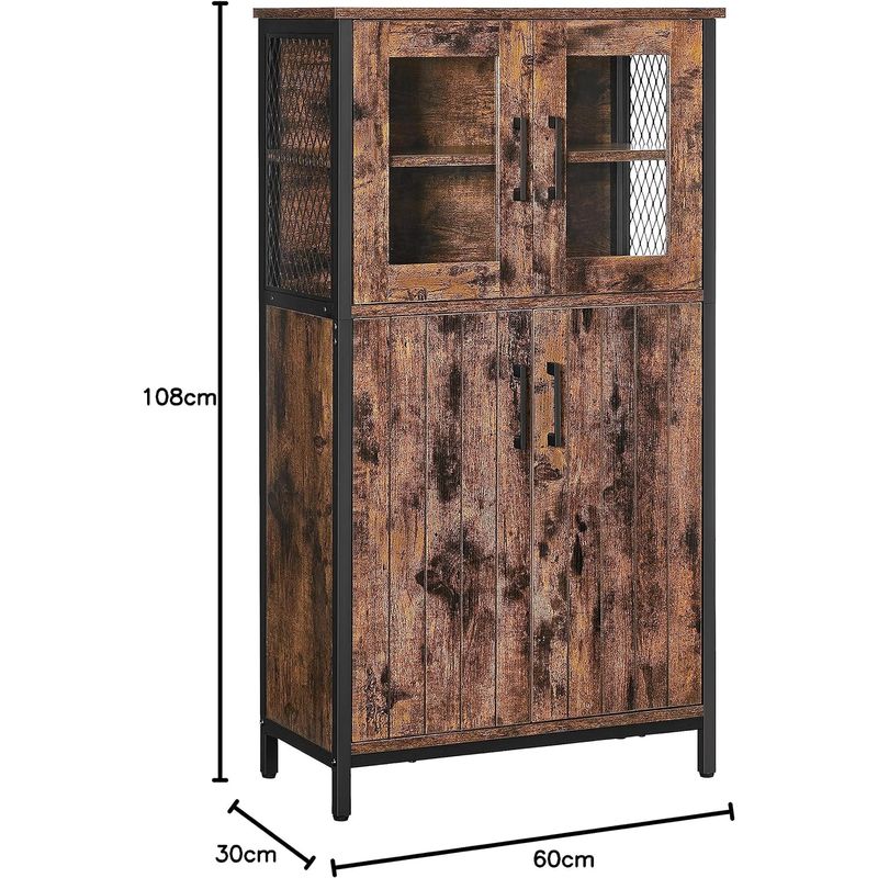 Casa si Gradina - Mobilier - Mobilier baie - Corpuri baie - Dulap multifunctional pentru baie, stil industrial, 60x30x108cm, maro rustic si negru - Infinity.ro