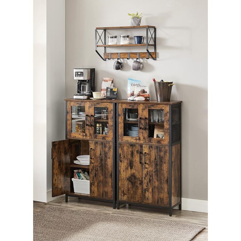 Casa si Gradina - Mobilier - Mobilier baie - Corpuri baie - Dulap multifunctional pentru baie, stil industrial, 60x30x108cm, maro rustic si negru - Infinity.ro