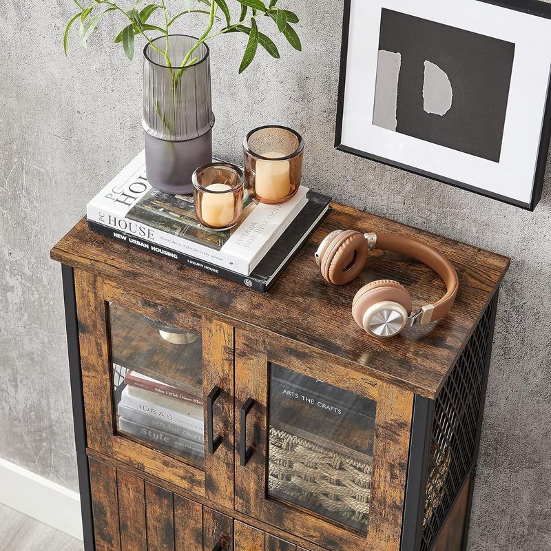 Casa si Gradina - Mobilier - Mobilier baie - Corpuri baie - Dulap multifunctional pentru baie, stil industrial, 60x30x108cm, maro rustic si negru - Infinity.ro