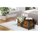 Casa si Gradina - Mobilier - Comode si corpuri - Noptiere - Banca cu lada de depozitare, perna captusita, piele sintetica neagra, 40x80x50cm, maro rustic - Infinity.ro