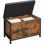 Casa si Gradina - Mobilier - Comode si corpuri - Noptiere - Banca cu lada de depozitare, perna captusita, piele sintetica neagra, 40x80x50cm, maro rustic - Infinity.ro